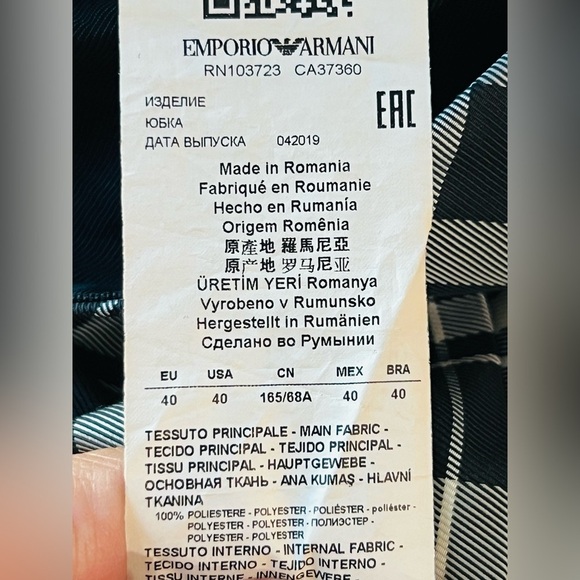 EMPORIO ARMANI SKIRT BLACK & WHITE SIZE 40 Italy US 4 please see measurement - Picture 10 of 15